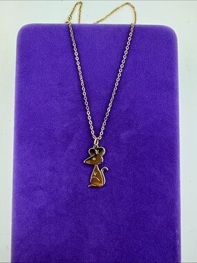 💛 Vintage Gold Plated Mouse Pendant Necklace